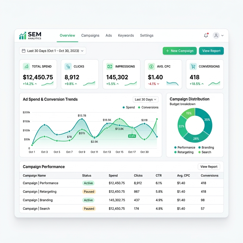 Google Ads & SEM - Campaign Performance Dashboard